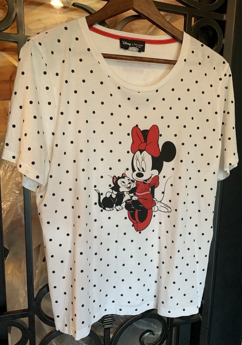 Disney x Kate Spade Minnie Mouse Figaro Polka Dot T-Shirt White XL READ